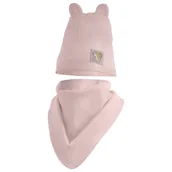 Czapki damskie - Czapka Wiosenna Jesienna Z Kominem Czapeczka Komplet Dla Dzieci 50-52 Pudr Róż - miniaturka - grafika 1