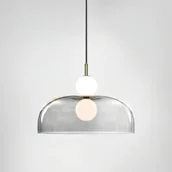 Lampy sufitowe - Perla - nowoczesna wisząca lampa LED szklany klosz 11W biały złot - miniaturka - grafika 1