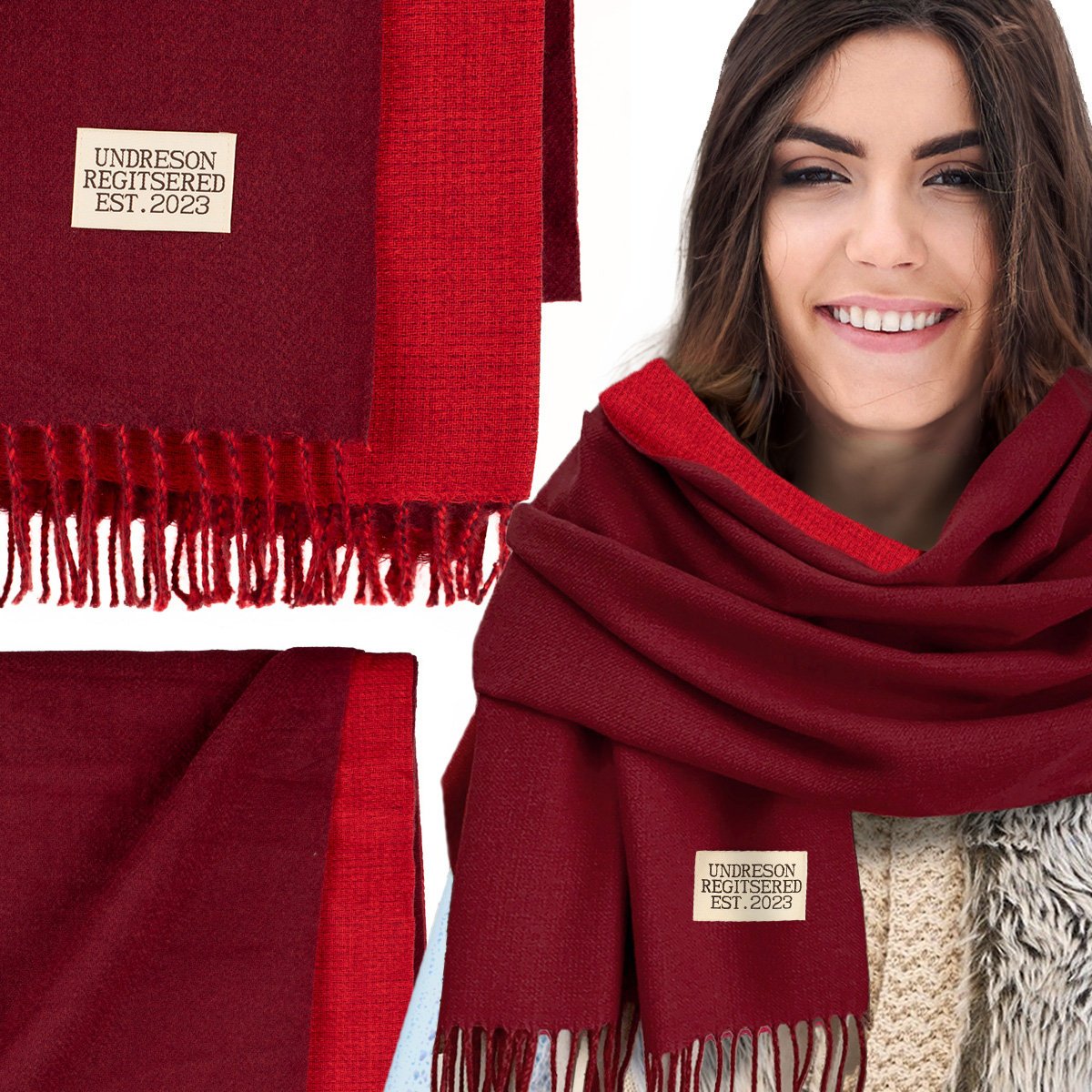 SZALIK SZAL DAMSKI ZIMOWY CIEPŁY DUŻY Elegancki Dwustronny Z Frędzlami