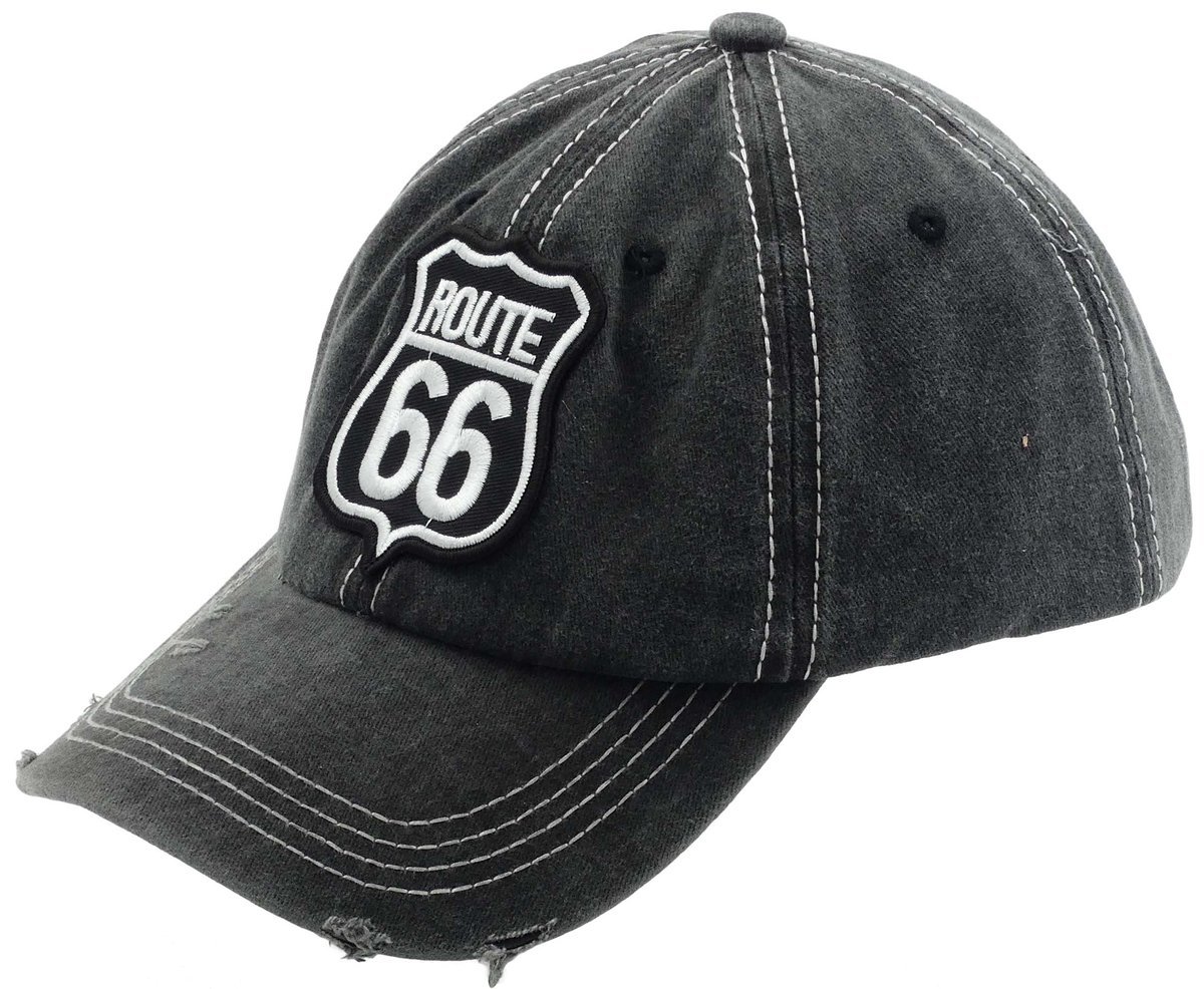 Czapka Z Daszkiem Męska Bejsbolówka Jeansowa Route 66 Grafitowa Patrolówka