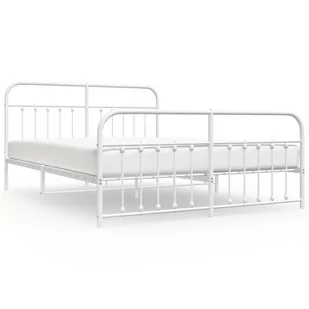 Metalowa rama łóżka z wezgłowiem i zanóżkiem, biała, 180x200 cm Lumarko! - Łóżka - miniaturka - grafika 3