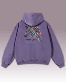 Bluzy damskie - Bluza oversize z kapturem Horse Girl Kolorowy Koń Sprana Fioletowy L - miniaturka - grafika 1