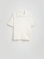 Swetry męskie - Reserved - Bawełniany sweter polo - złamana biel - miniaturka - grafika 1