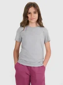 Koszulki dla dziewczynek - 4F T-shirt regular gładki dziewczęcy - szary 122 (6-7 lat) - miniaturka - grafika 1
