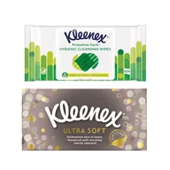 Apteczki i materiały opatrunkowe - Kleenex, Chusteczki higieniczne Ultra Soft, 64 szt+Wet Wipes, 24szt. - miniaturka - grafika 1