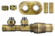 Zawory i kraniki - Zawór termostatyczny 50mm TWINS mosiądz antyczny prawy Cu All in One - miniaturka - grafika 1