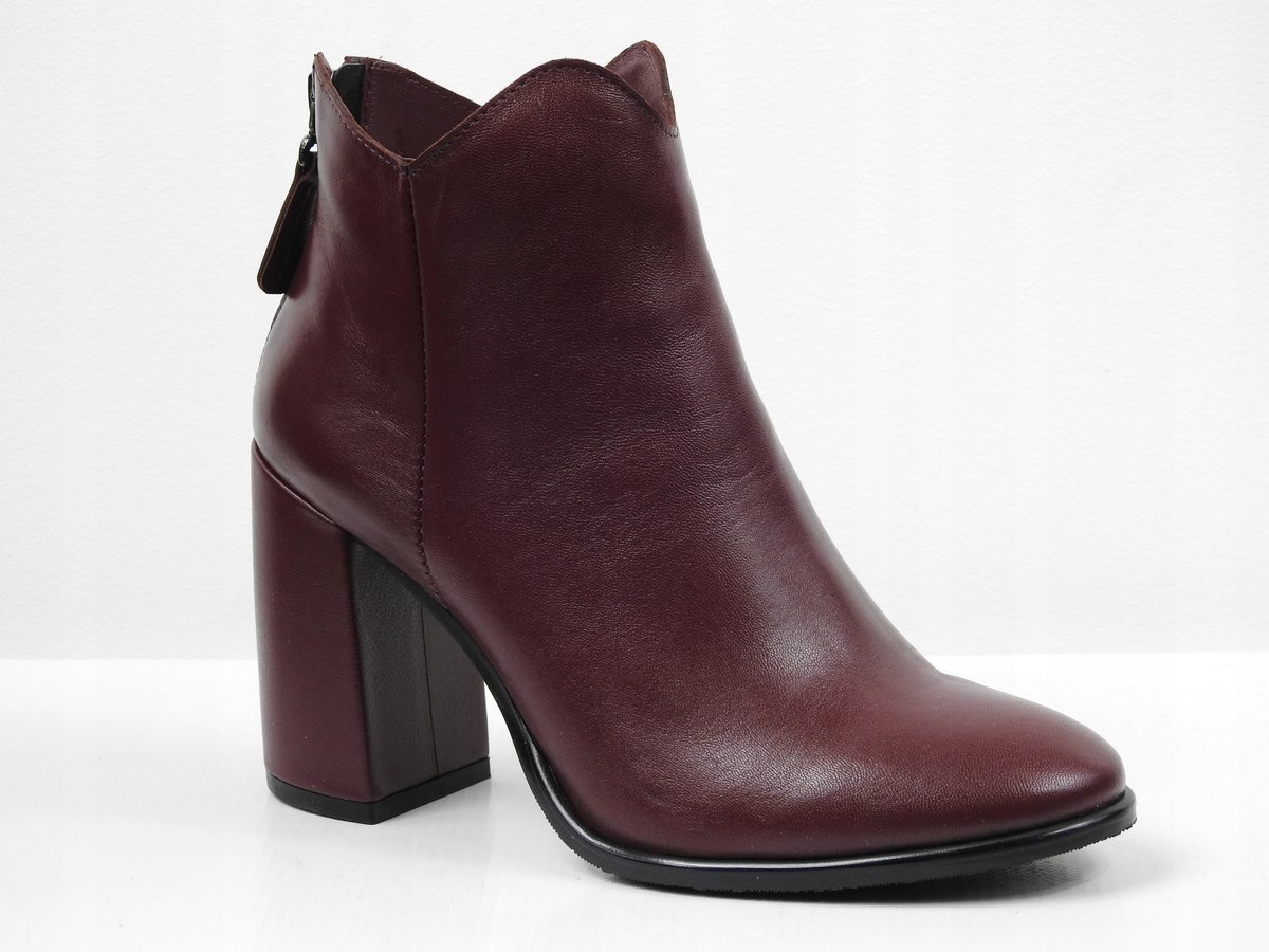 Bordowe botki damskie Nessi 19618 skóra eleganckie r.37