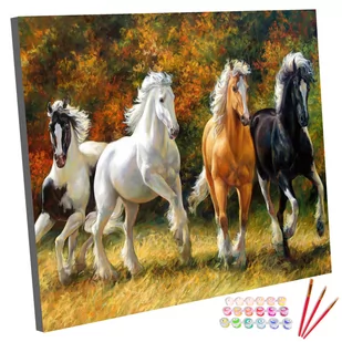 Zestaw do malowania po numerach, Konie W Galopie, 40x50 cm - Dekoratorstwo - miniaturka - grafika 1