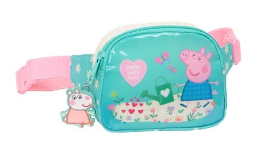 PEPPA PIG PRETTY FLOWERS - saszetka biodrowa dla dzieci, idealna dla młodzieży i dzieci w różnym wieku, wygodna i wszechstronna, jakość i wytrzymałość, 14 x 4 x 11 cm, Mięta/pastelowy żółty, M, Casual