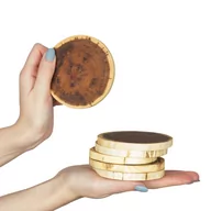 Tace i patery - Zestaw 6 Szt Okorowanych Podkładek Na Stół Śr. 9-12 Cm Drewno Akacji Olejowany Naturalny Pdoa_0912X10_Do6 / Wamar-Sosenka - miniaturka - grafika 1