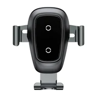 Uchwyty samochodowe do telefonów - Baseus Metalowy Samochodowy Uchwyt Grawitacyjny Na Kratkę Wentylacyjną Do Smartfona Z Wbudowaną Bezprzewodową Ładowarką 10W Czarny (Wxyl-I0A) - miniaturka - grafika 1