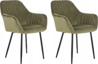 Krzesła - Beliani Zestaw 2 krzeseł do jadalni welurowy oliwkowozielony WELLSTON - miniaturka - grafika 1