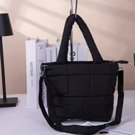 Torebki damskie - TEMU Damska Miękka Puchowa Torba na Ramię z Regulowanym Paskiem - Beżowa/, Różowa, Brązowa, Czarna - Biała - Zapięcie na Zamek - Miękka (w Stylu - miniaturka - grafika 1