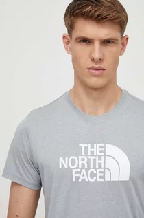 Koszulki męskie - The North Face t-shirt sportowy Reaxion Easy kolor szary z nadrukiem - grafika 1