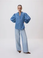 Moda i Uroda OUTLET - Reserved - Jeansowa koszula ze stójką - niebieski - miniaturka - grafika 1