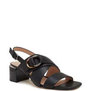 Pinko Skórzane sandały na słupku - Sandały damskie - miniaturka - grafika 1