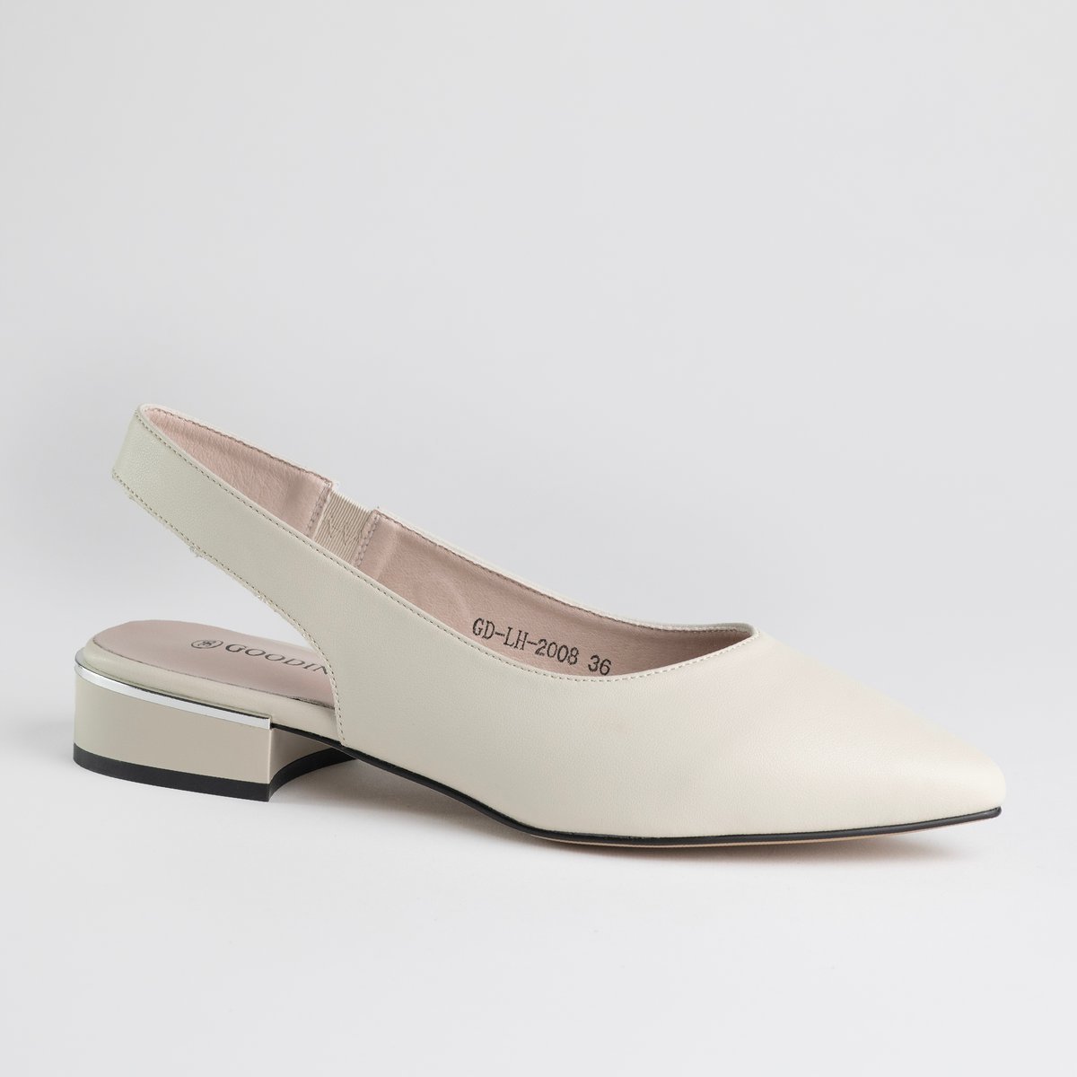 Czółenka klocek skóra GOODIN GD-LH-2008 klasyk szpic eleganckie beżowe 39