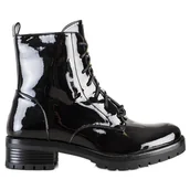 Botki damskie - S. BARSKI Workery Z Lakierowanej Eko Skóry S.BARSKI czarne - miniaturka - grafika 1