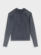 Koszulki sportowe damskie - Damski longsleeve basic 4F 4FRAW24TLONF504 - czarny - miniaturka - grafika 1