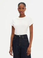 Koszulki i topy damskie - Tommy Hilfiger T-Shirt WW0WW45731 Écru Slim Fit - miniaturka - grafika 1