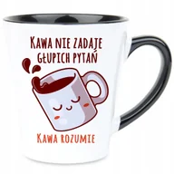 Kubki - Kubek Latte Czarno Biały KAWA ROZUMIE 350ml Na Prezent Zabawne Wzory - miniaturka - grafika 1