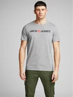 Koszulki męskie - Jones Jack T-Shirt Corp Logo 12137126 Szary Slim Fit - miniaturka - grafika 1