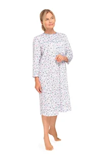 KOSZULA NOCNA DAMSKA 3XL RĘKAW 7/8 BAWEŁNIANA LUŹNA ROZPINANA NIEBIESKA - Bielizna nocna KOSZULA NOCNA DAMSKA 3XL RĘKAW 7/8 BAWEŁNIANA LUŹNA ROZPINANA NIEBIESKA - Bielizna nocna - miniaturka - grafika 1