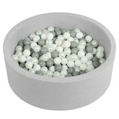 Suche baseny - Selonis, suchy basen okrągły z piłeczkami 6cm jasnoszary: biały-szary-perła 90x30cm/200piłek - miniaturka - grafika 1