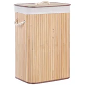 Kosze wiklinowe - Kosz bambusowy z pokrywą jasne drewno KOMARI - miniaturka - grafika 1