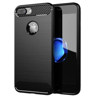 Etui Cadorabo do Apple iPhone 8 PLUS / iPhone 7 PLUS / iPhone 7S PLUS - Etui w kolorze BRUSHED BLACK? Etui na telefon wykonane z silikonu TPU o wyglądzie włókna węglowego ze stali nierdzewnej - silikonowe etui Ultra Slim Soft Back Cover Case Bumper - Etui i futerały do telefonów - miniaturka - grafika 1