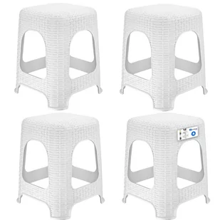 Taboret rattan 45 x 26 cm biały, 4 szt. - Taborety i hokery - miniaturka - grafika 1
