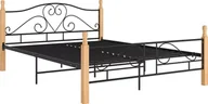 Łóżka - Elior Metalowe łóżko vintage czarny + jasny dąb 140x200 cm - Onel - miniaturka - grafika 1