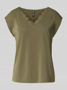 T-shirt o luźnym kroju z obszyciem koronką model ‘KAMALA’ - Koszulki i topy damskie - miniaturka - grafika 1