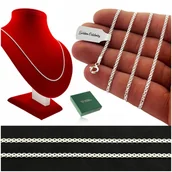 Łańcuszki - PIĘKNY SREBRNY NASZYJNIK ŁAŃCUSZEK DAMSKI 925 LŚNIĄCY DŁUGI 65 CM DLA NIEJ - miniaturka - grafika 1