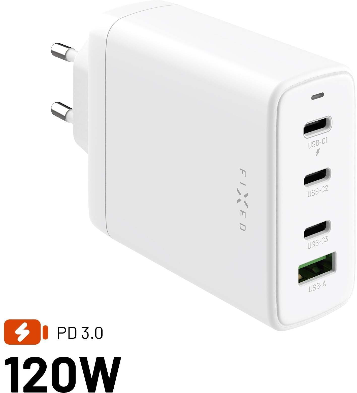 Ładowarka Fixed 3x USB-A 1x USB-C 5 A FIXCG120-3C1A-WH