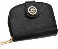 Portfele - Monnari Mały Skórzany Portfel Damski Trójelementowa Portmonetka Czarny - miniaturka - grafika 1