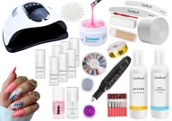 Zestawy do manicure i pedicure - Zestaw do przedłużania hybryd z żelem, lampą Sun X10 MAX i frezarką - miniaturka - grafika 1