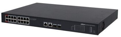 Switch Dahua Technology Dahua Technology PoE DH-PFS3220-16GT-190 przełącznik sieciowy Nie zarządzany L2 Gigabit Ethernet 10/100/1000 Obsługa PoE 1U Czarny 100432359