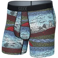 Majtki męskie - Bokserki męskie trekkingowe / sportowe z rozporkiem SAXX QUEST Boxer Brief Fly fale górskie - niebieskie - miniaturka - grafika 1