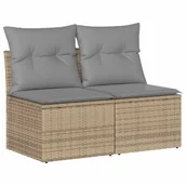 Meble ogrodowe - vidaXL 4-cz. sofa ogrodowa z poduszkami, beżowy, rattan PE i akacja - miniaturka - grafika 1