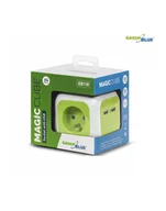 Listwy zasilające - GreenBlue GB118 MagicCube poczwórne gniazdko prądowe, 2 wejścia usb 1,4m - miniaturka - grafika 1