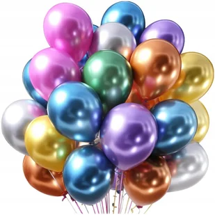 BALONY URODZINOWE NA ROCZEK 18 30 40 KOLOROWE CHROMOWANE METALICZNE 20 SZT. - Baby shower i roczek - miniaturka - grafika 1