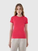Koszulki i topy damskie - 4F T-shirt slim z modalem damski - różowy XS - miniaturka - grafika 1
