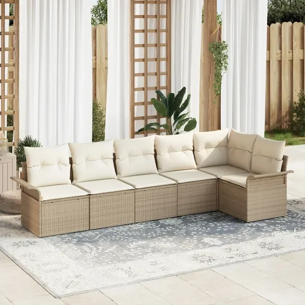 Zestaw Sof Ogrodowych Modularnych, Beżowy, Rattan, 65cm Głębokość Sied