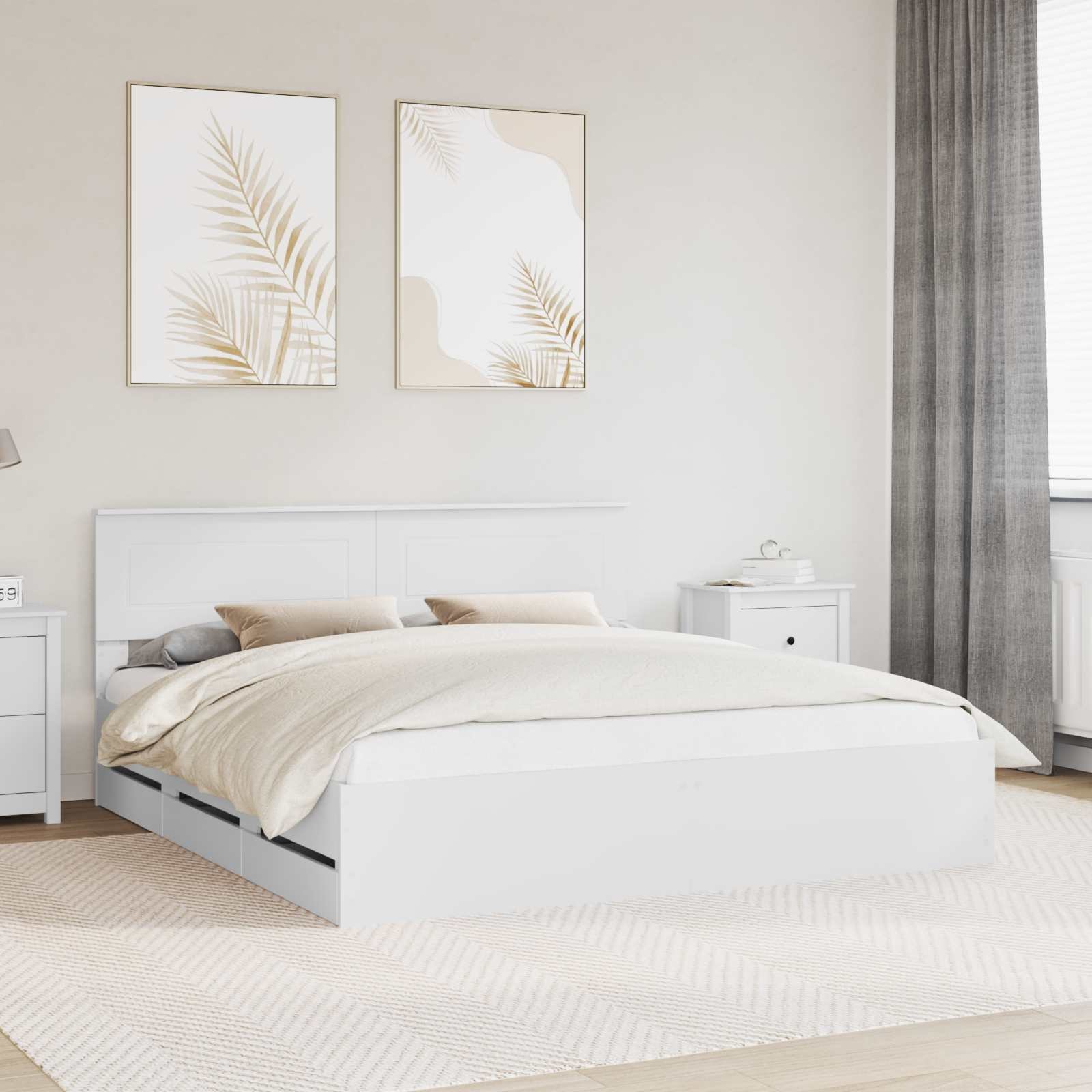 vidaXL vidaXL Ramka łóżka z szufladą Biały 200 x 200 cm Drewno inżynieryjne