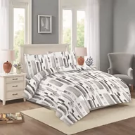Pościel - Biała/szara bawełniana pościel dwuosobowa/przedłużona 200x220 cm Nora – Cotton House - miniaturka - grafika 1