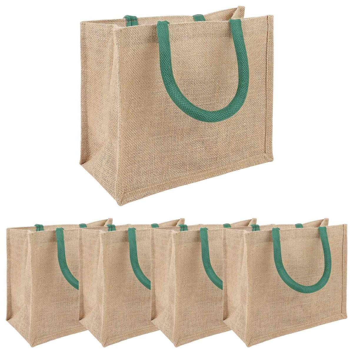 vidaXL Torebki jutowe 5 pcs Naturalny i zielony 26 x 22 x 14 cm
