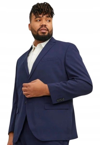 JACK&JONES PLUS SIZE MARYNARKA MĘSKA GRANATOWA SLIM NA GUZIKI 62 N1A