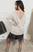 Swetry damskie - Sweter oversize z dekoltem na plecach w kolorze beżowym Sara, Kolor beżowy, Rozmiar Oversize, KAMEA - Primodo.com - miniaturka - grafika 1