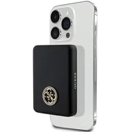 Powerbanki - Powerbank indukcyjny GUESS 4G Strassed Metal Logo MagSafe 15W 5000 mAh Czarny - miniaturka - grafika 1